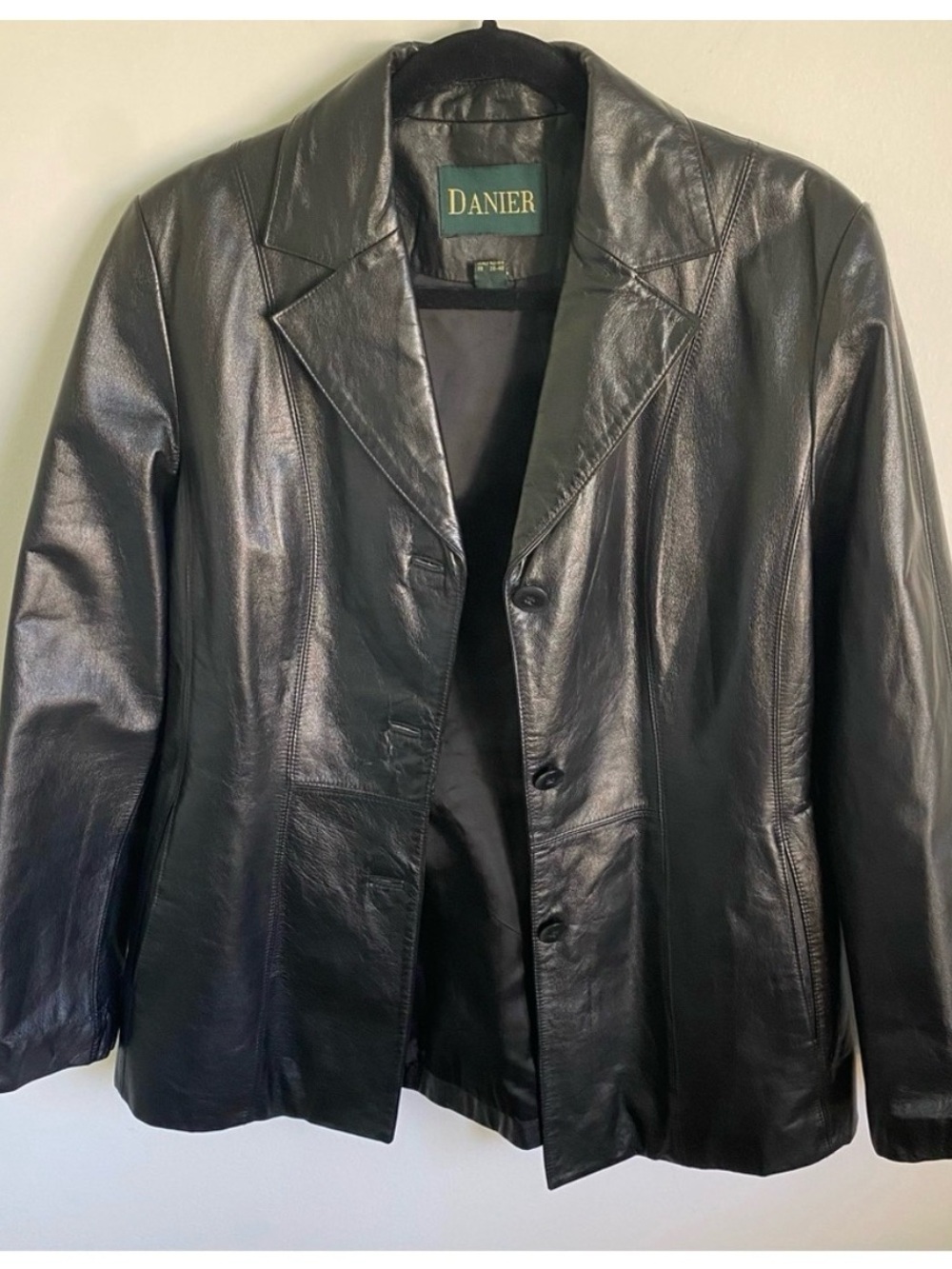 VINTAGE Danier Women Leather Jacket Blazer in Black • US 8 - 10